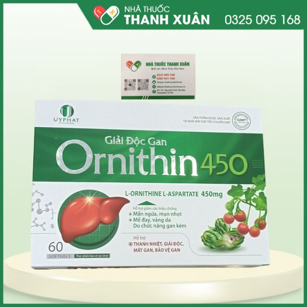 Giải độc gan Ornithin 450 - Hỗ trợ thanh nhiệt, giải độc, mát gan, bảo vệ gan